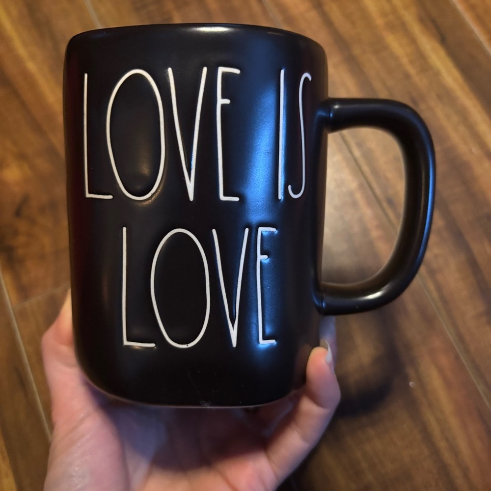 Rae Dunn - 213 - black “LOVE IS LOVE” artisan Collection mug by magenta